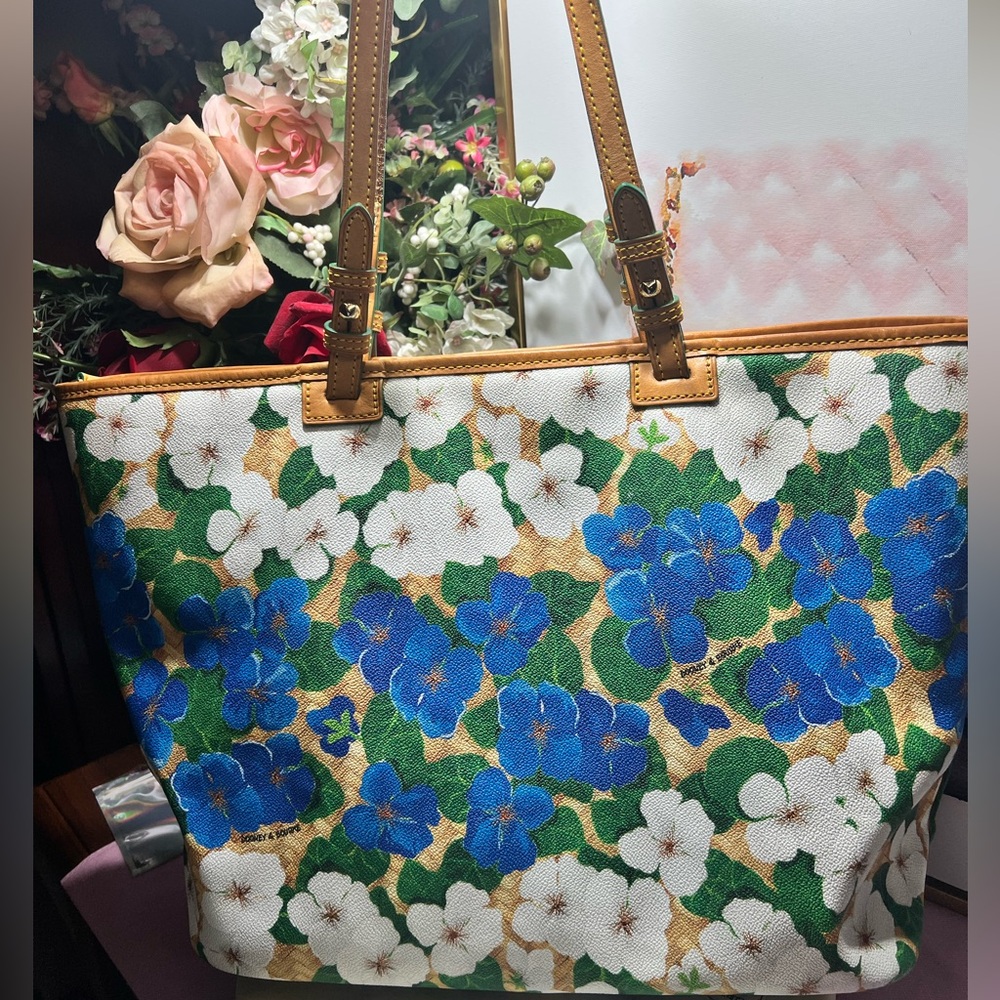 Dooney & Bourke Floral Double Handles Large Tote Shoulder Bag EUC - Picture 5 of 13